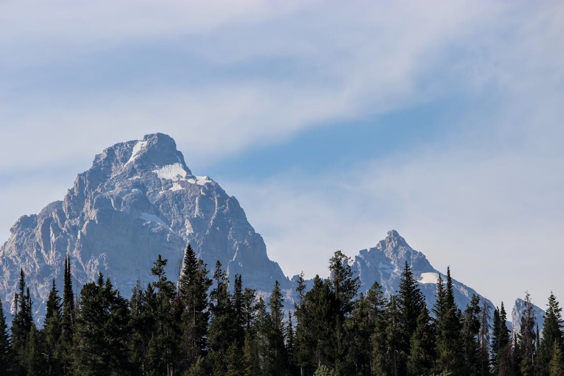 Snow-capped Teton Mountain range in Wyoming